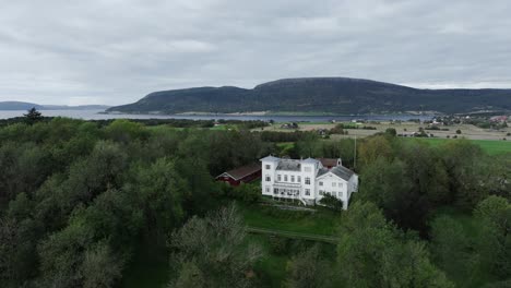 scenic view of rein abbey in rissa, norway - aerial panoramic