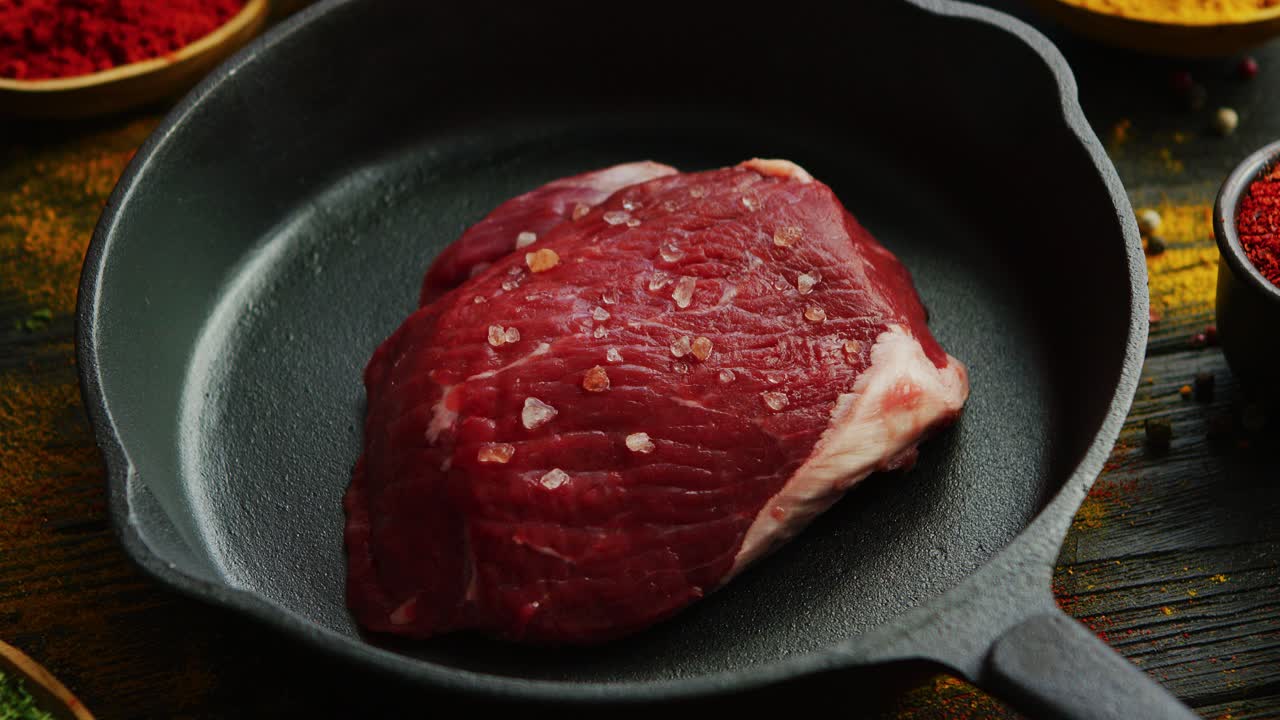 carne con especias en sartén