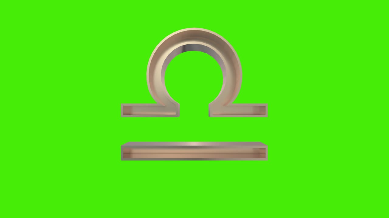 libra dorada (escalas) signo astrológico del zodiaco sin problemas en bucle girando en una pantalla verde