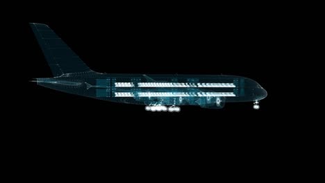 holograma de avión inteligente digital. concepto de transporte y tecnología
