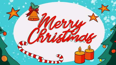 2 d animación dibujada a mano feliz navidad con estrellas y velas