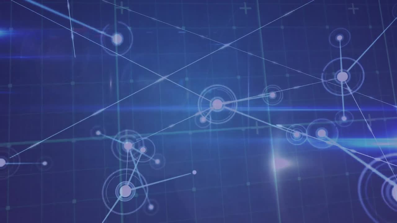 animación de la red de conexiones sobre fondo azul