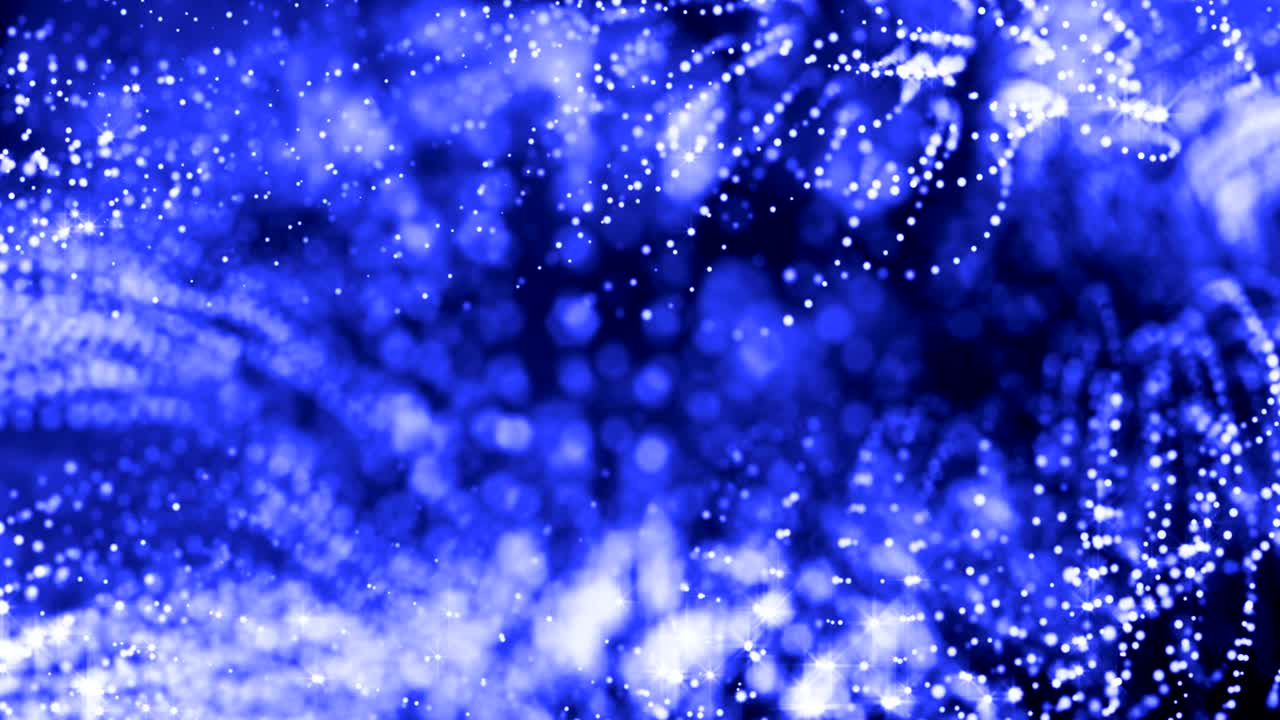 3d 렌더링 루프 애니메이션: 반이는 입자들이 흔들리는 선을 형성하여 휴일 배경이나 추상적인 배경으로 반이는 꽃줄을 형성하고, 필드 깊이와 보케를 가진 입자들이 vj 루프와 같은 추상적 배경을 형성합니다.