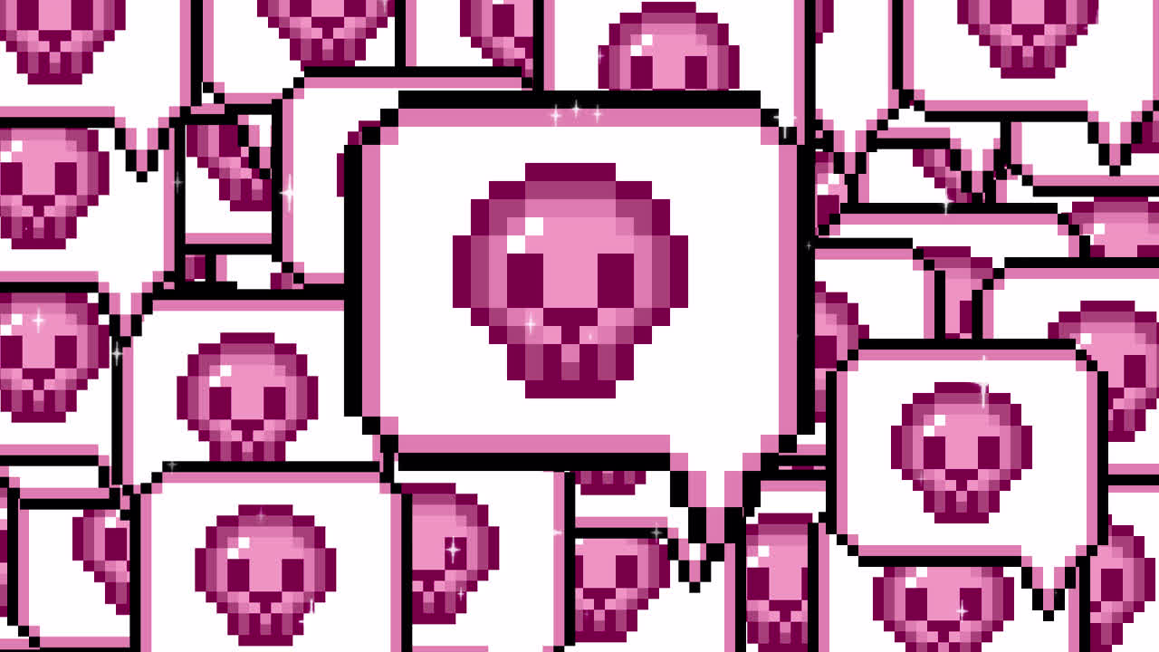 Pixel art pop up speech bubble icon scull Transitions. 1080p - 30 fps - Alpha Channel (1).mov