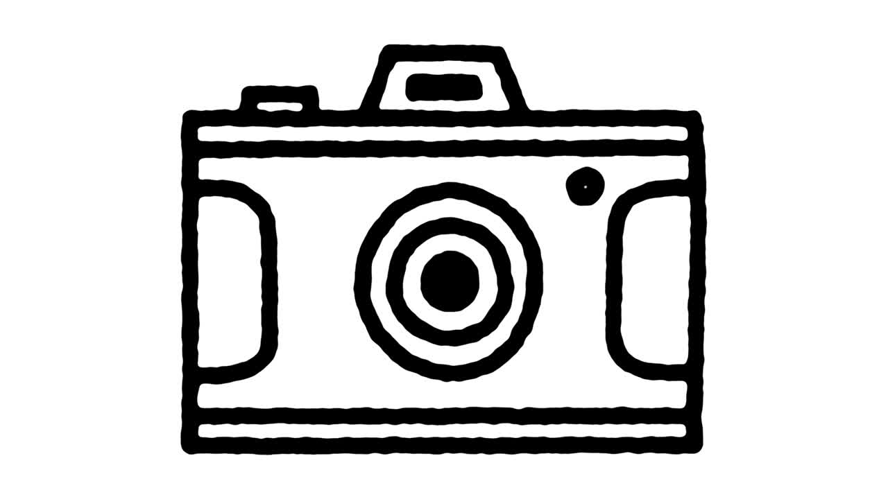Animação de Ícone de Linha Estilo Doodle de Fotos, Apresentações de Slides e Vídeos