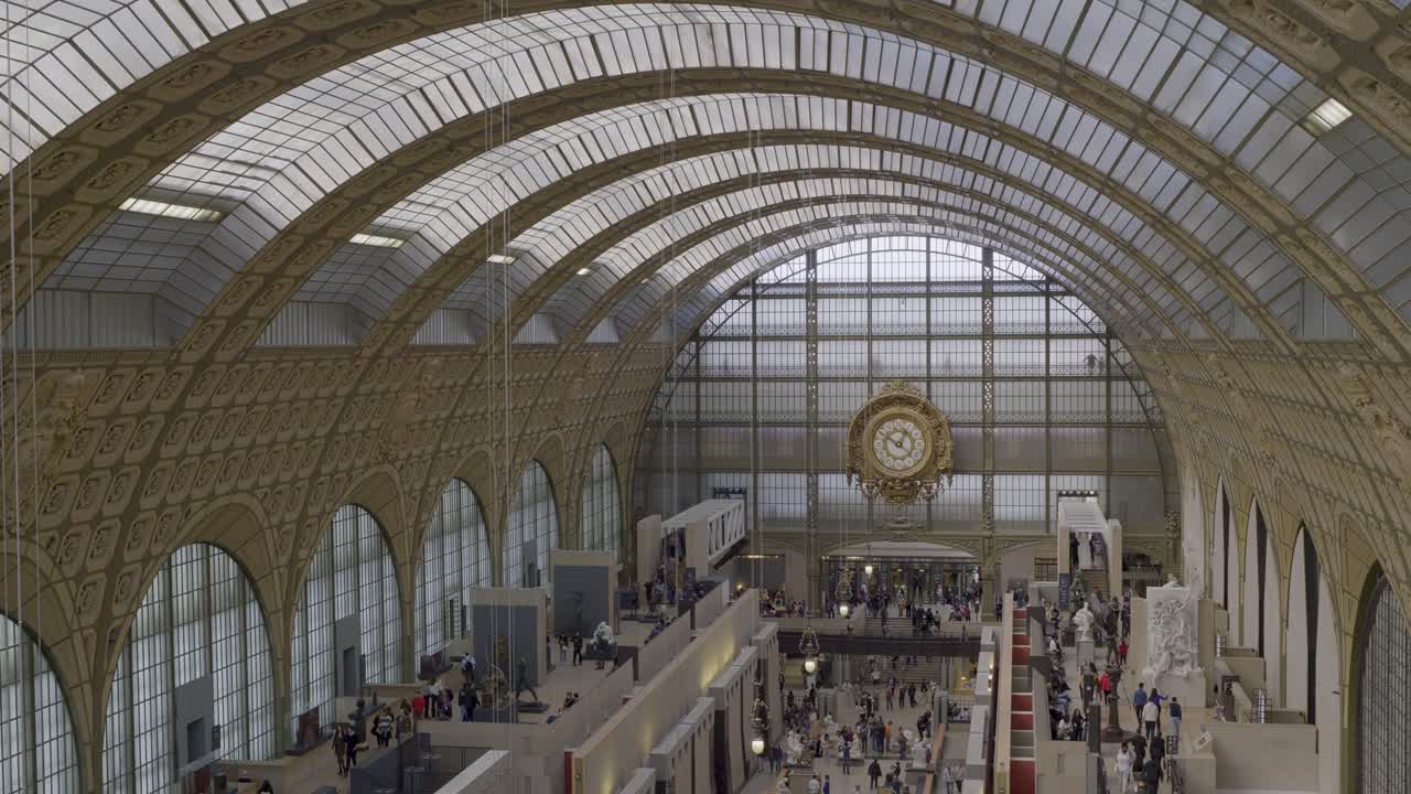 The musée d'orsay's interior showcasing its architecture and exhibitions, aerial view