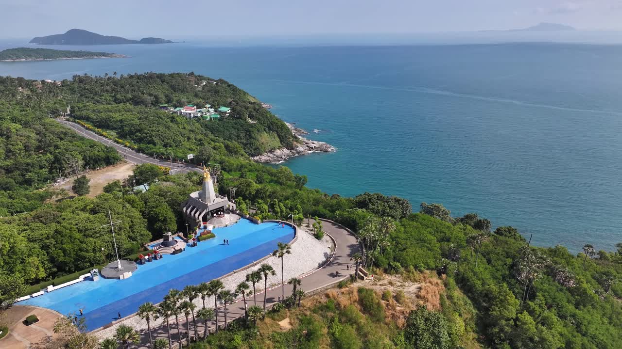 Promthep Cape Lighthouse, landmark and scenic point with coastal views. Phuket Thailand.