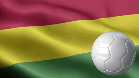 flag of bolivia and soccer ball - bolivia flag high detail - national flag bolivia wave pattern loopable elements - fabric texture and endless loop - soccer ball and flag