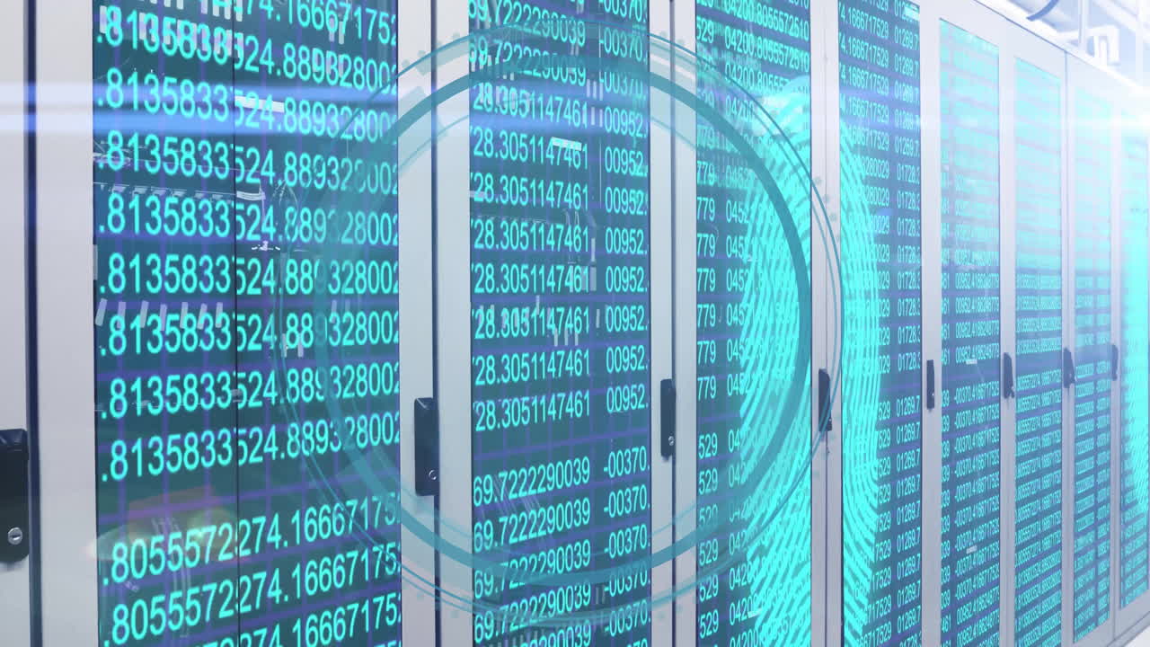 Animation ofbiometric fingerprint with digital data processing over computer servers
