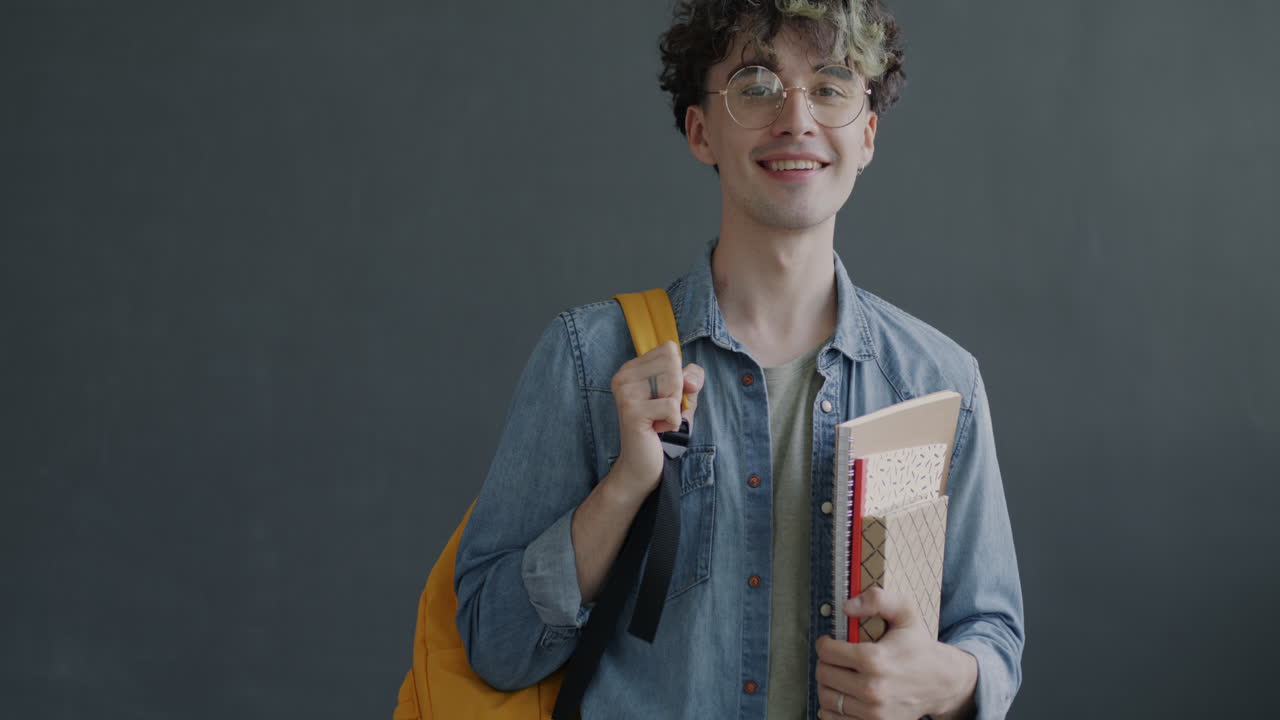 Student with Backpack and Books