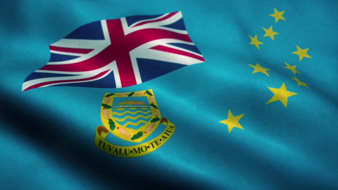 la bandera de tuvalu ondeando en el viento. la bandera nacional de tuvalu. el signo de tuvalu animación de bucle sin costuras. 4k