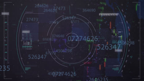 Animación-Del-Procesamiento-De-Datos-Financieros-Con-Mapa-Mundial-En-Interfaz-Digital