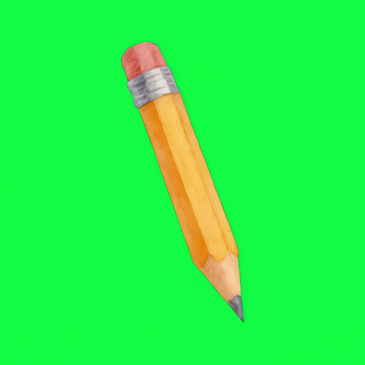 Short yellow pencil illustration animation isolated asset, transparent 4K video, alpha channel