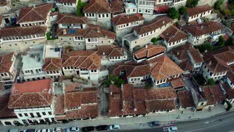 view of berat, an old city in albania, popular by tourists because of small houses