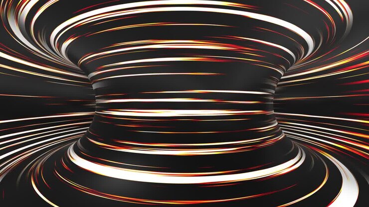 Luzes neon abstratas viajando pelo túnel em alta velocidade, loop contínuo