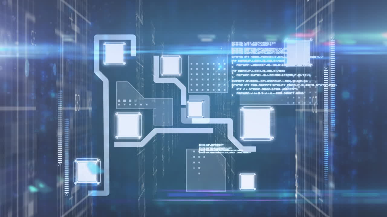 Animation of data processing and network of connections