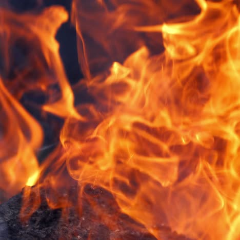 heat and flame in the fireplace