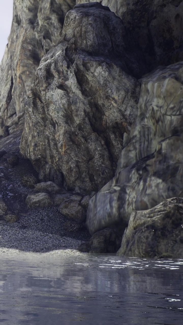 Formazione rocciosa vicino all'acqua in un ambiente naturale di giorno.