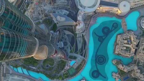 burj khalifa and dubai fountain aerial view