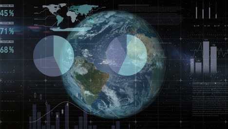animación del procesamiento de datos financieros en todo el mundo