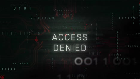 animation of access denied with data processing on black background