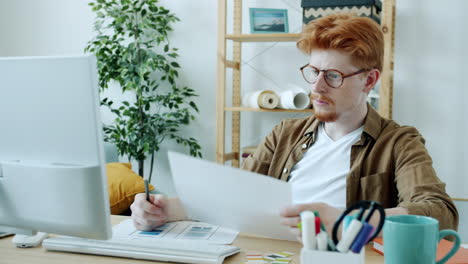 designer working on a project in a home office