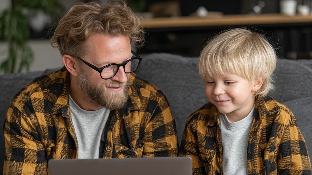 Un momento commovente di connessione tra un padre e suo figlio mentre condividono risate e gioia, impegnati in un'attività divertente insieme, mostrando il loro legame e la loro felicità.