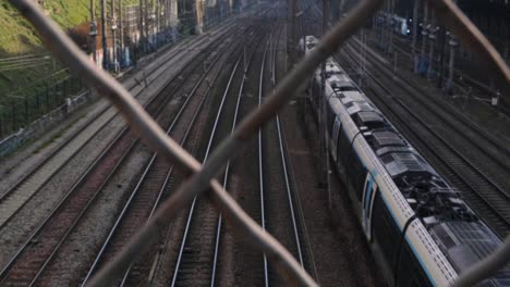 slow-motion of a train arriving at terminus