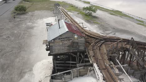 closeup to the tourist viewpoint of the salt mines in salinas bani, dominican republic