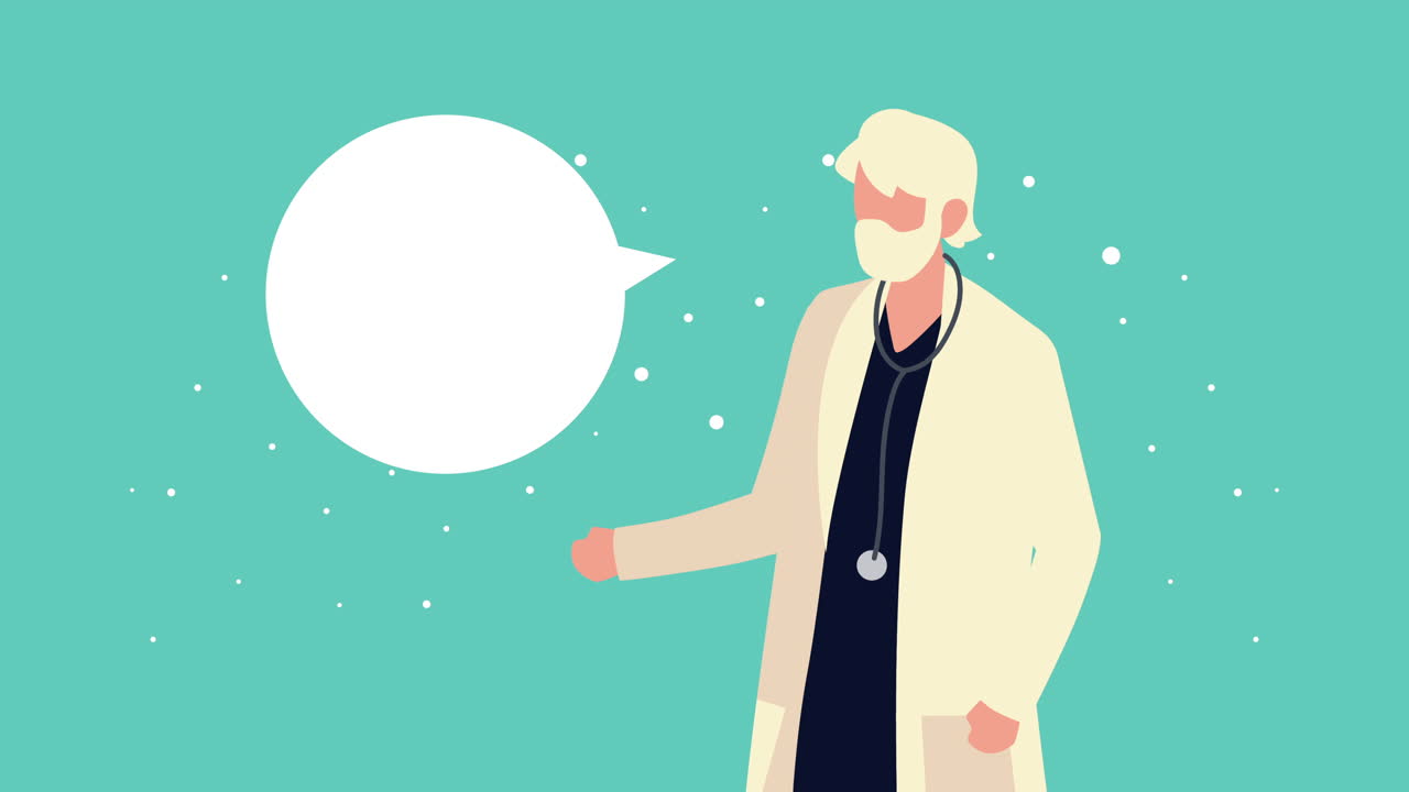 의료 마스크를 착용 한 의사 캐릭터