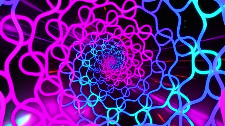 Animação de rede de conexões movendo-se em loop contínuo sobre trilhas de luz