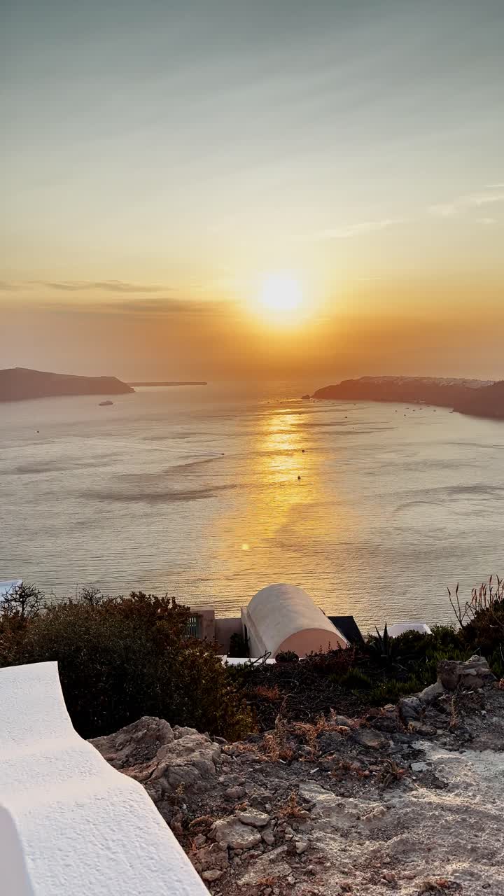 Golden Hour Santorini Sunset Over the Aegean Sea
