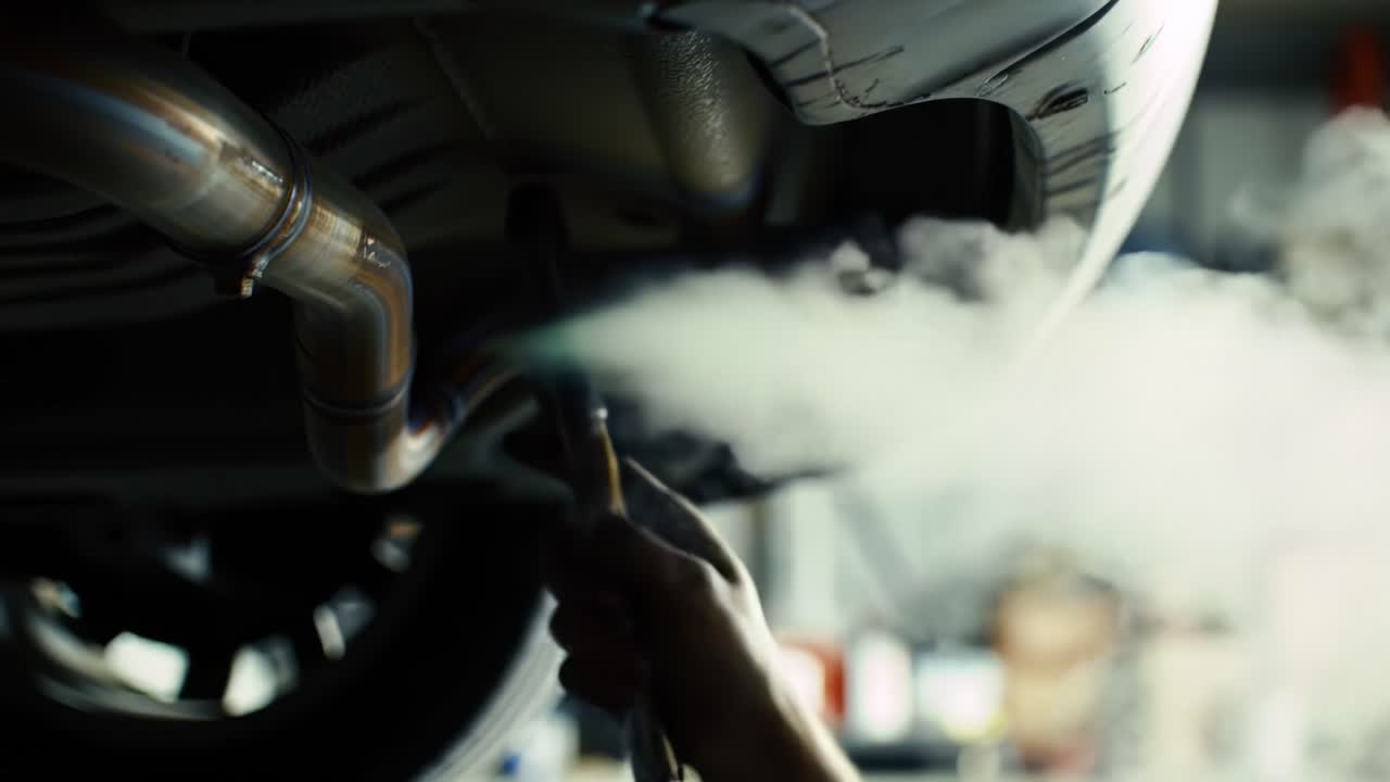A Mechanic Works Underneath a Vehicle, Focusing on Detailed Repairs with Precision and Care, Highlighting the Intricacies of Automotive Maintenance in a Workshop Setting