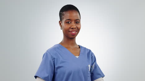 heart, sign and portrait of black woman doctor