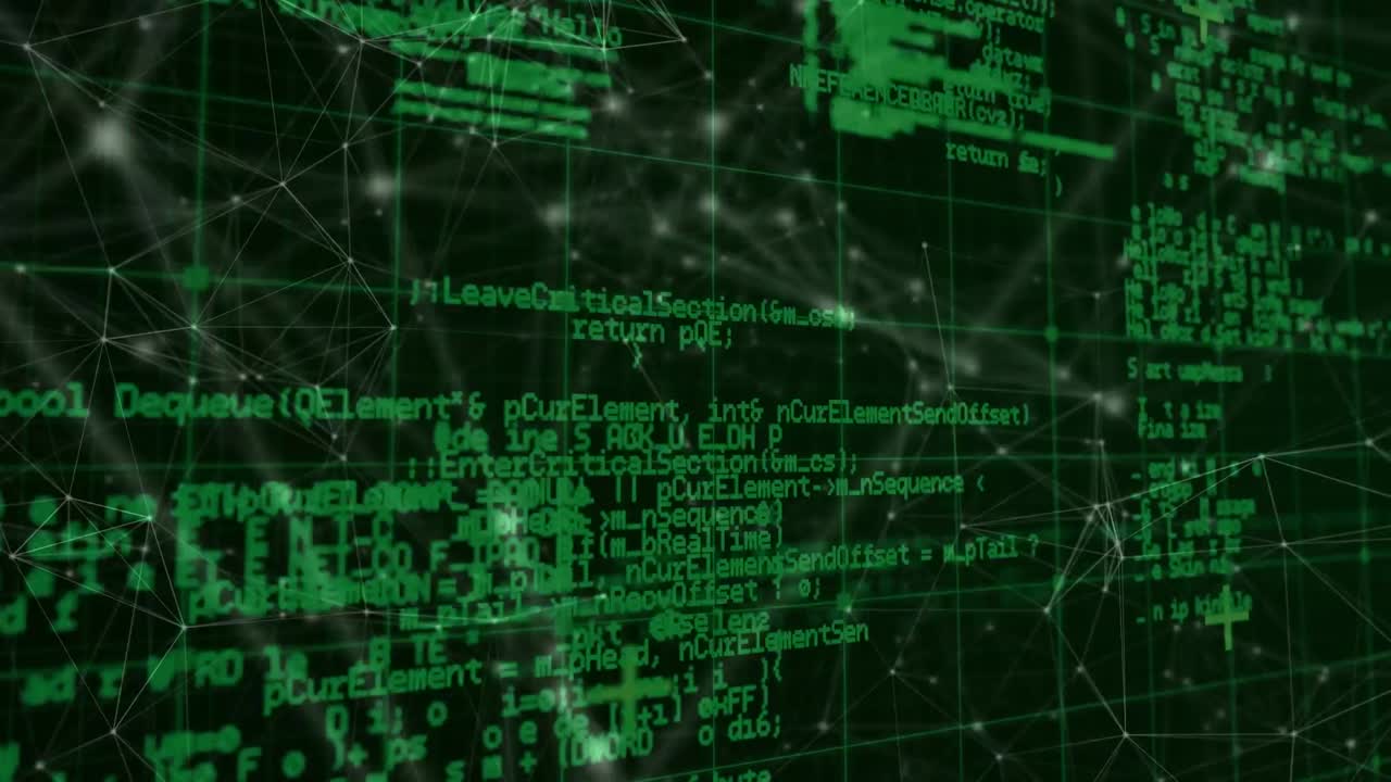 animación de la red de conexiones y datos diversos en el espacio digital