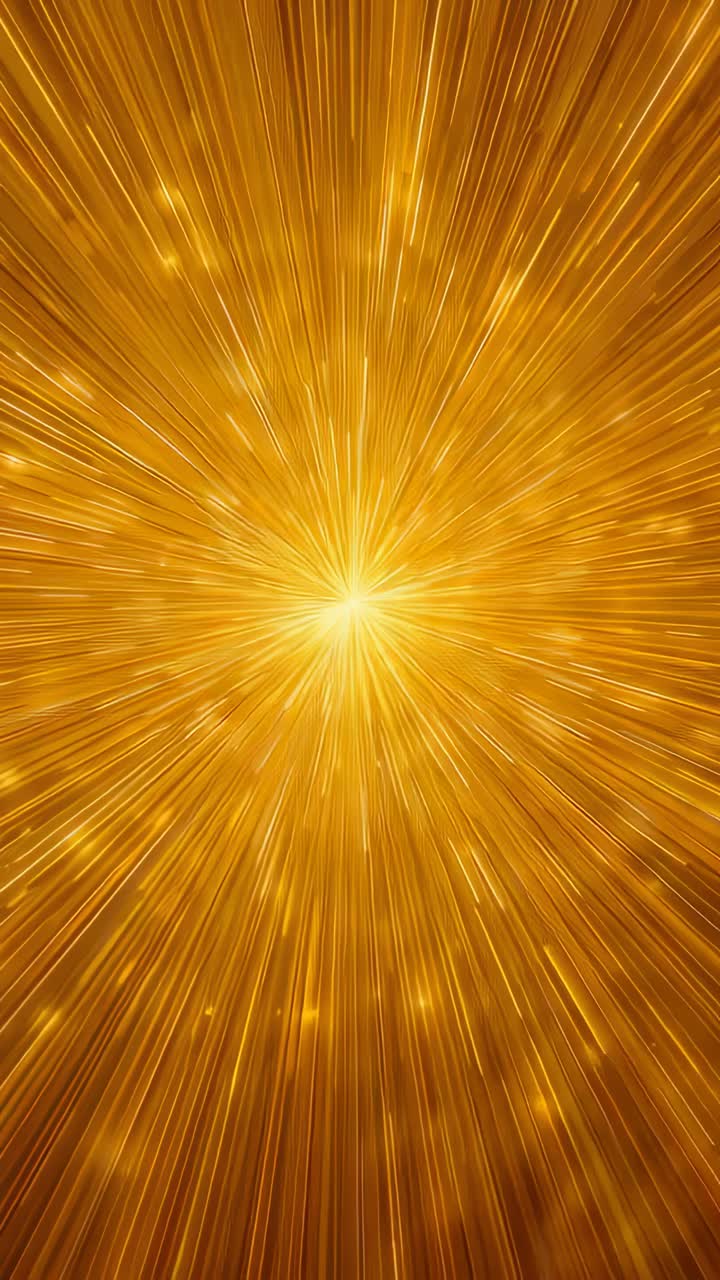 Vertical video: Starting central flare emitting gold streaks in gold field showing speed, sparkles