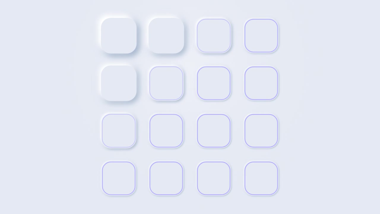 Abstract Neumorphic Grid Animation with Pulsing Light Effect