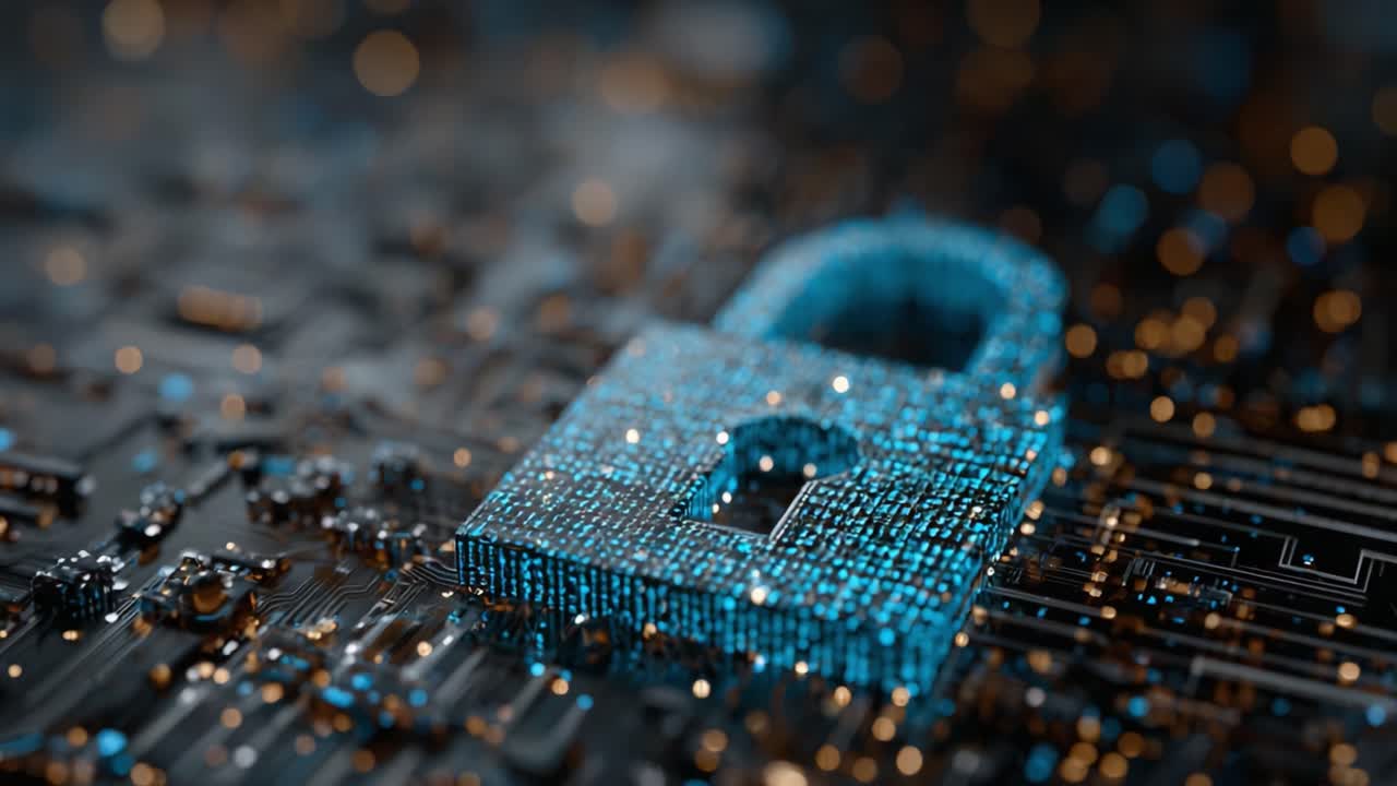 Exploring Digital Security: A Stunning Visualization of a Lock Symbolizing Protection and Safety in a High-Tech Cyber Environment