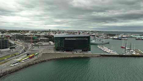 el puerto de islandia vista aérea nube gris capital de reykjavik
