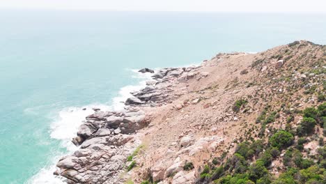 aerial view dolly of the windy coast in thuận nam.