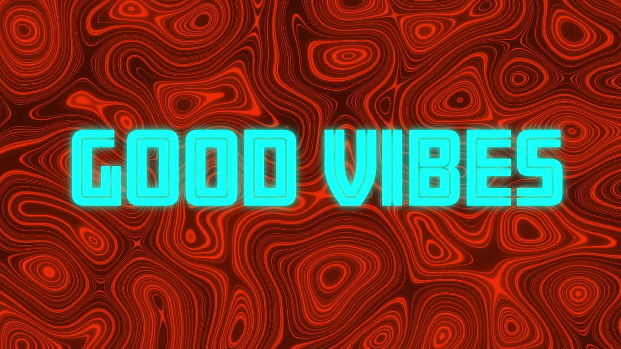 animación de buenas vibraciones texto sobre una onda en movimiento brillante