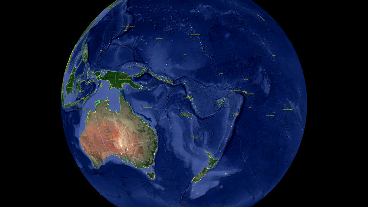 발과 함께 우주에서 3d 지구 - 톤가 외부 톤가에서 확대
