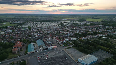 Stunning-aerial-footage-of-Skegness,-a-popular-summer-holiday-destination-with-everything-you-need-for-a-perfect-break