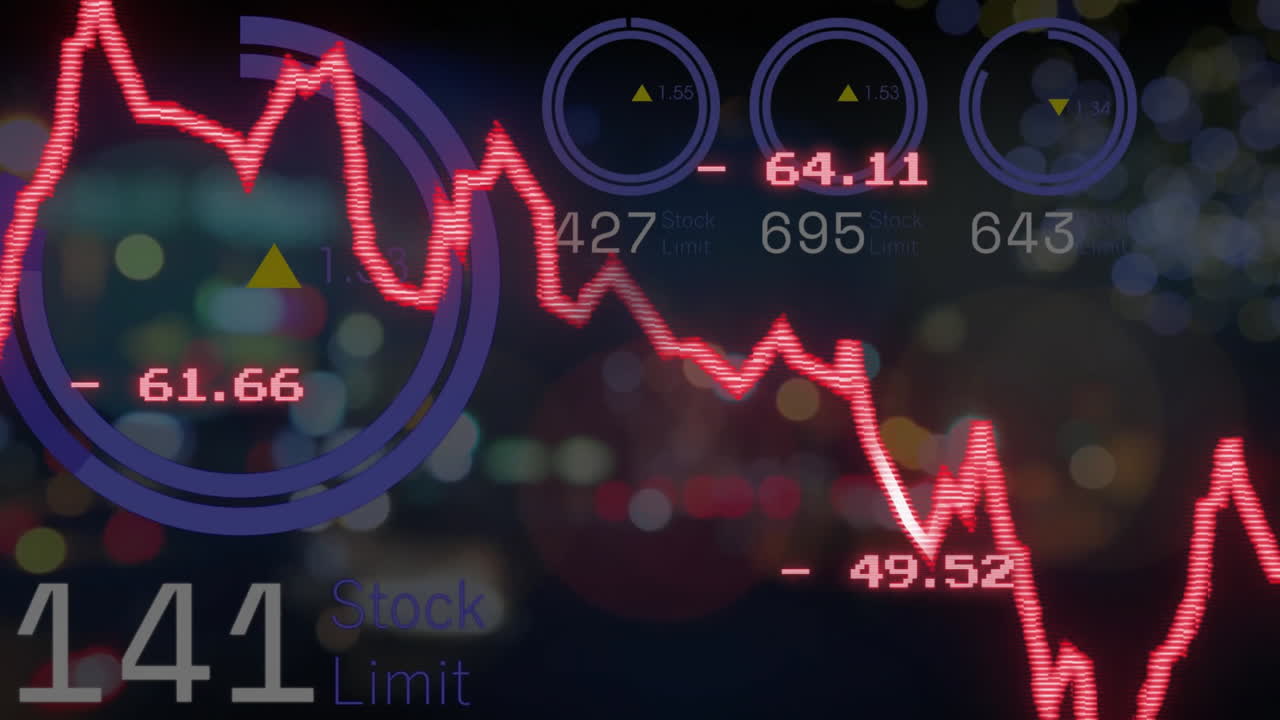 스 스캐닝 및 통계 차트의 애니메이션, 차량 운전과 함께 흐릿한 거리