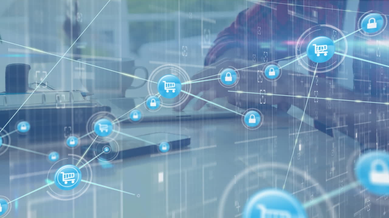 animación de la red de conexiones sobre el empresario caucásico en el cargo