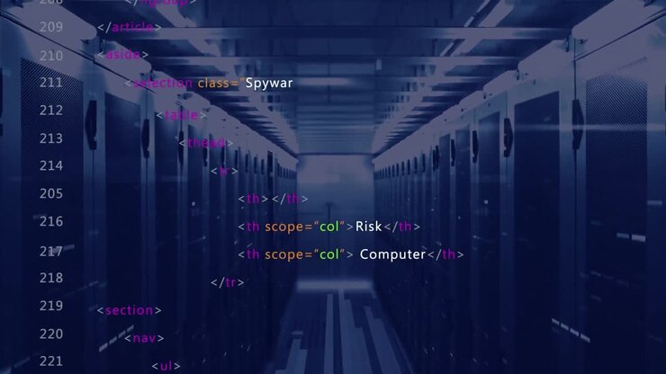 Animation der Datenverarbeitung über Serverraum