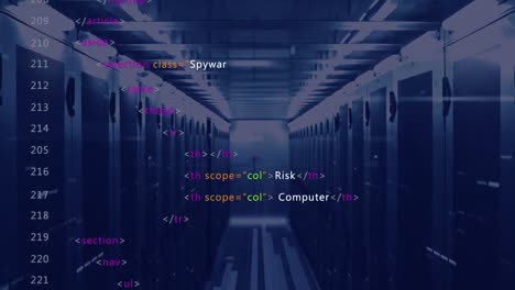 animation of data processing over server room