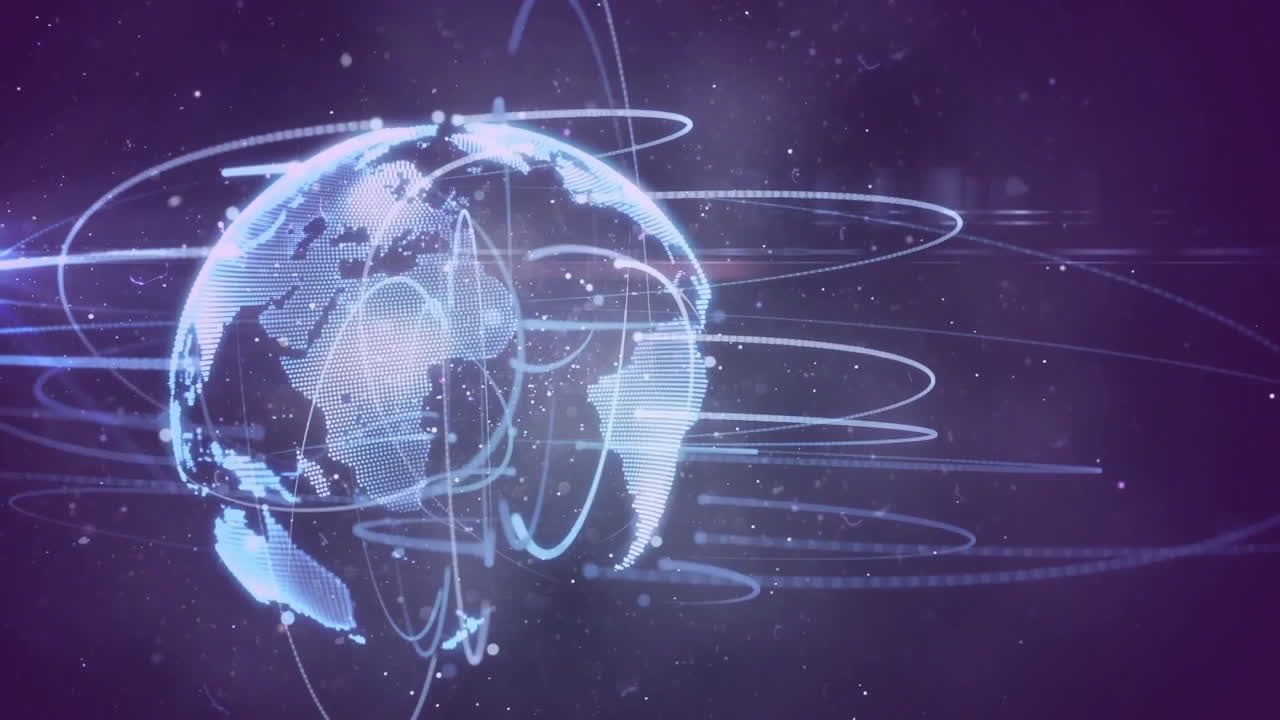 Animation of globe with network of connections on black background