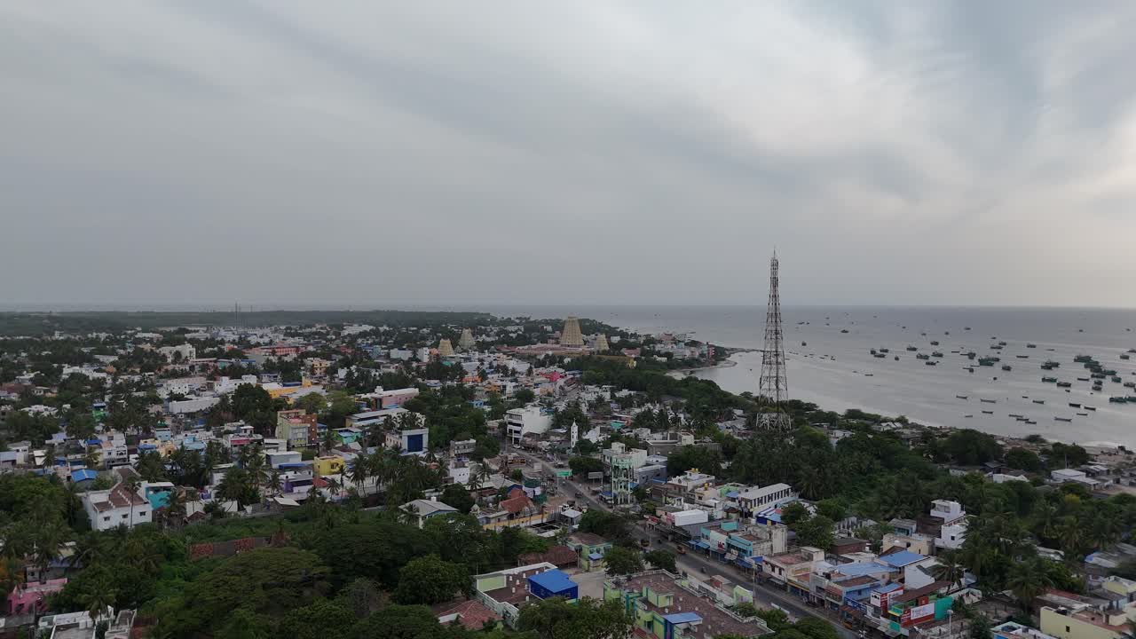 An aerial video of the iconic Ramanathaswamy Temple in Rameshwaram would offer a breathtaking perspective of this sacred Hindu pilgrimage site Agni Theertham is the beach holy dip in this theertham