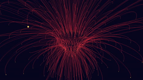 vibrant fireworks illuminate night sky with red and yellow sparks